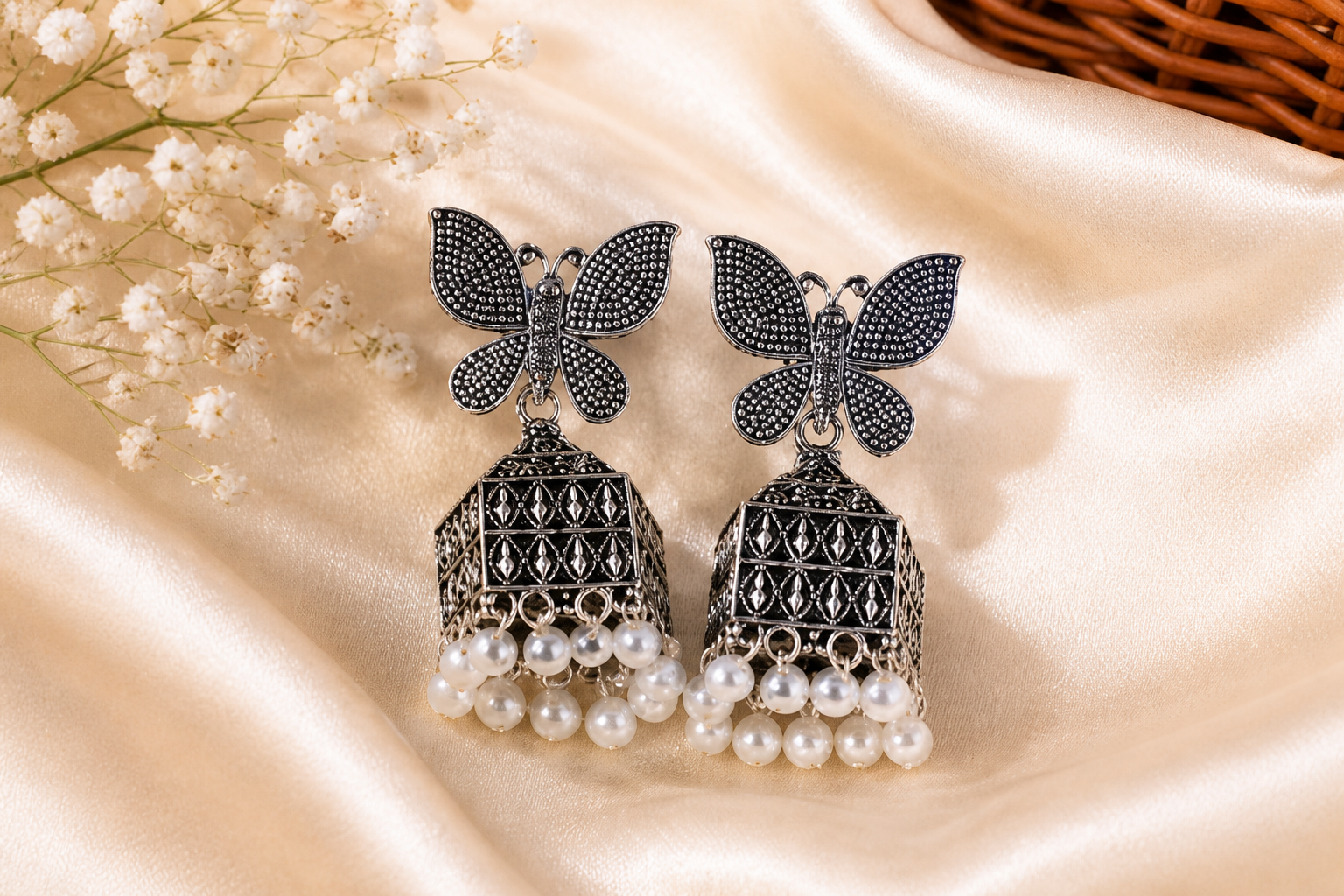 Butterfly Pearl Drop Jhumka