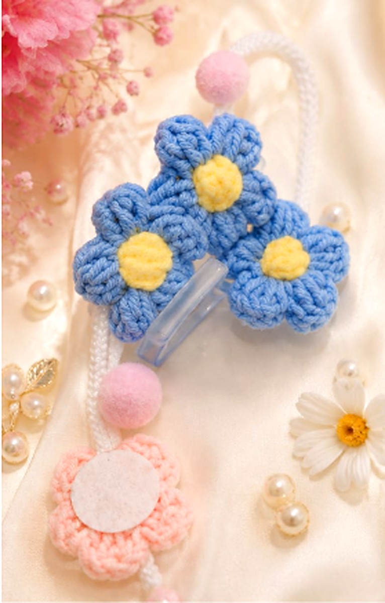 Crochet Floral Tassel Hair Clip