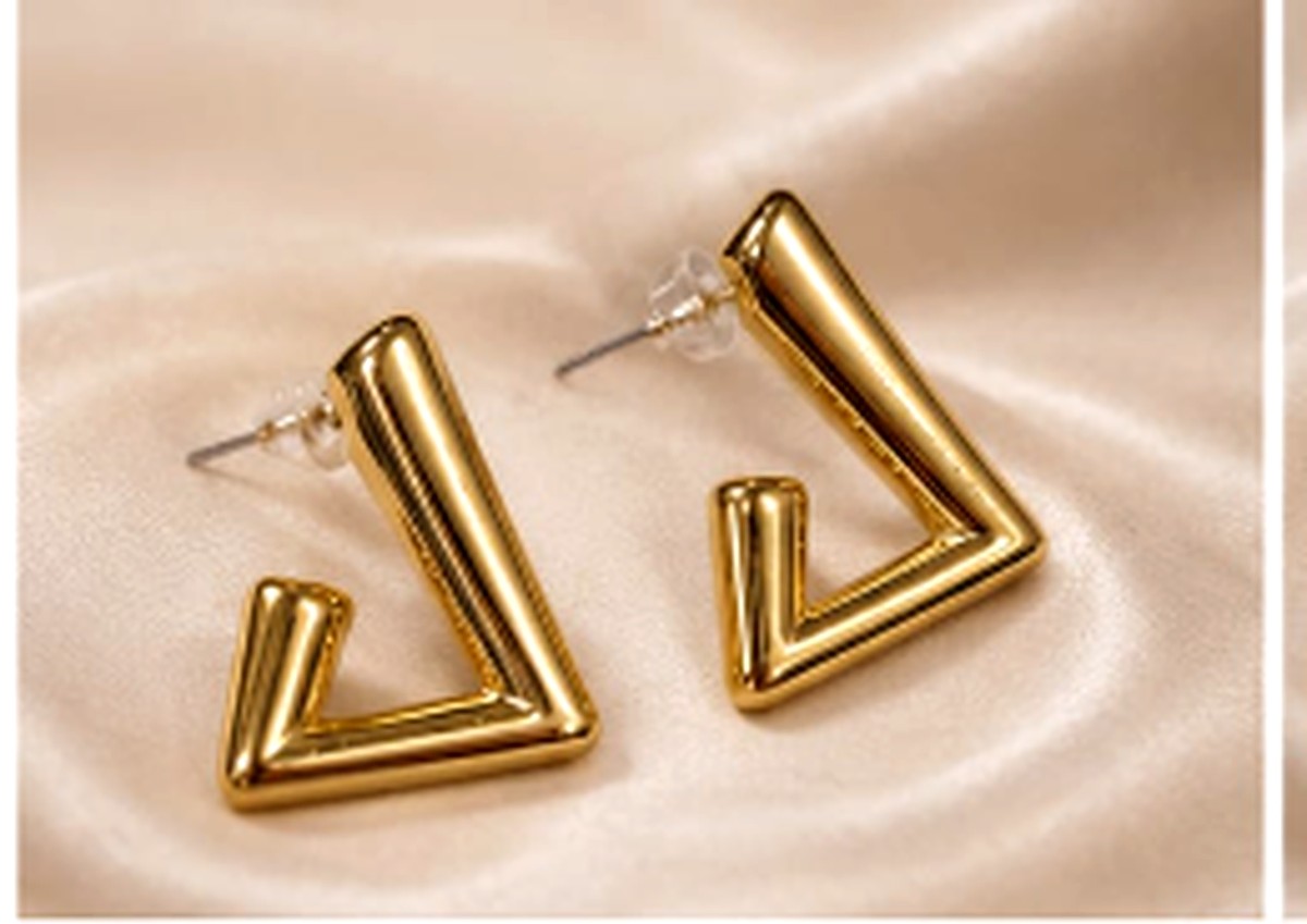 Gold-Tone Open Triangle Earrings