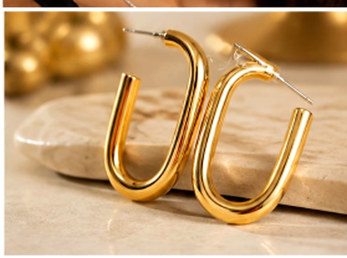 Gold-Tone U-Shaped Earrings