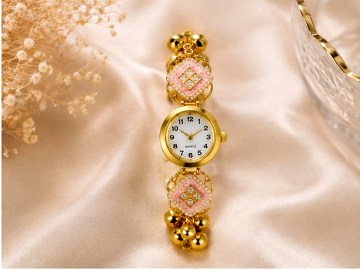 Kashmiri Ornate Gold Charm Bracelet Watch