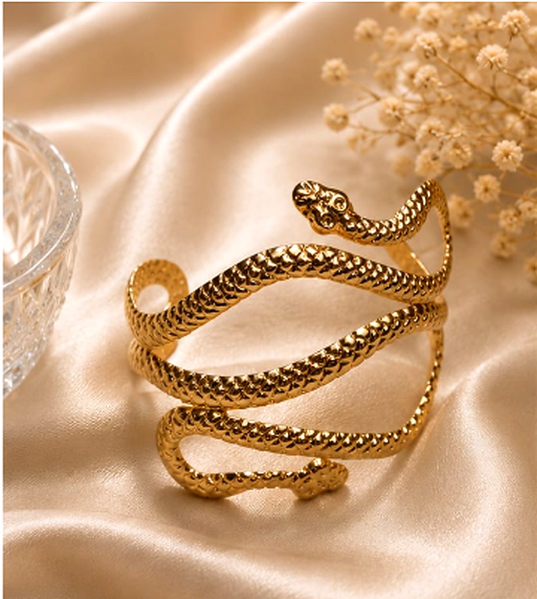 Snake Gold-Tone Spiral Cuff Armlet